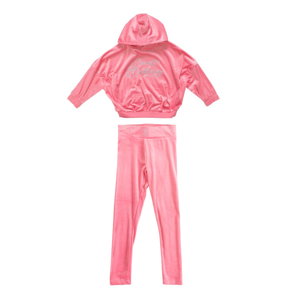 Juicy Couture Kids Trainingspak met strass-logo – Roze