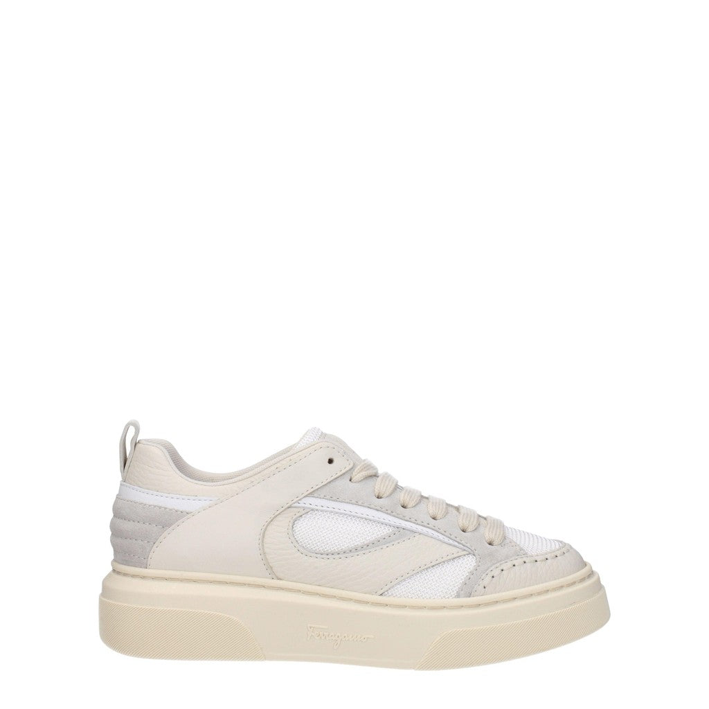 Salvatore Ferragamo Cassina Sneakers van leer, suède en stof – Beige