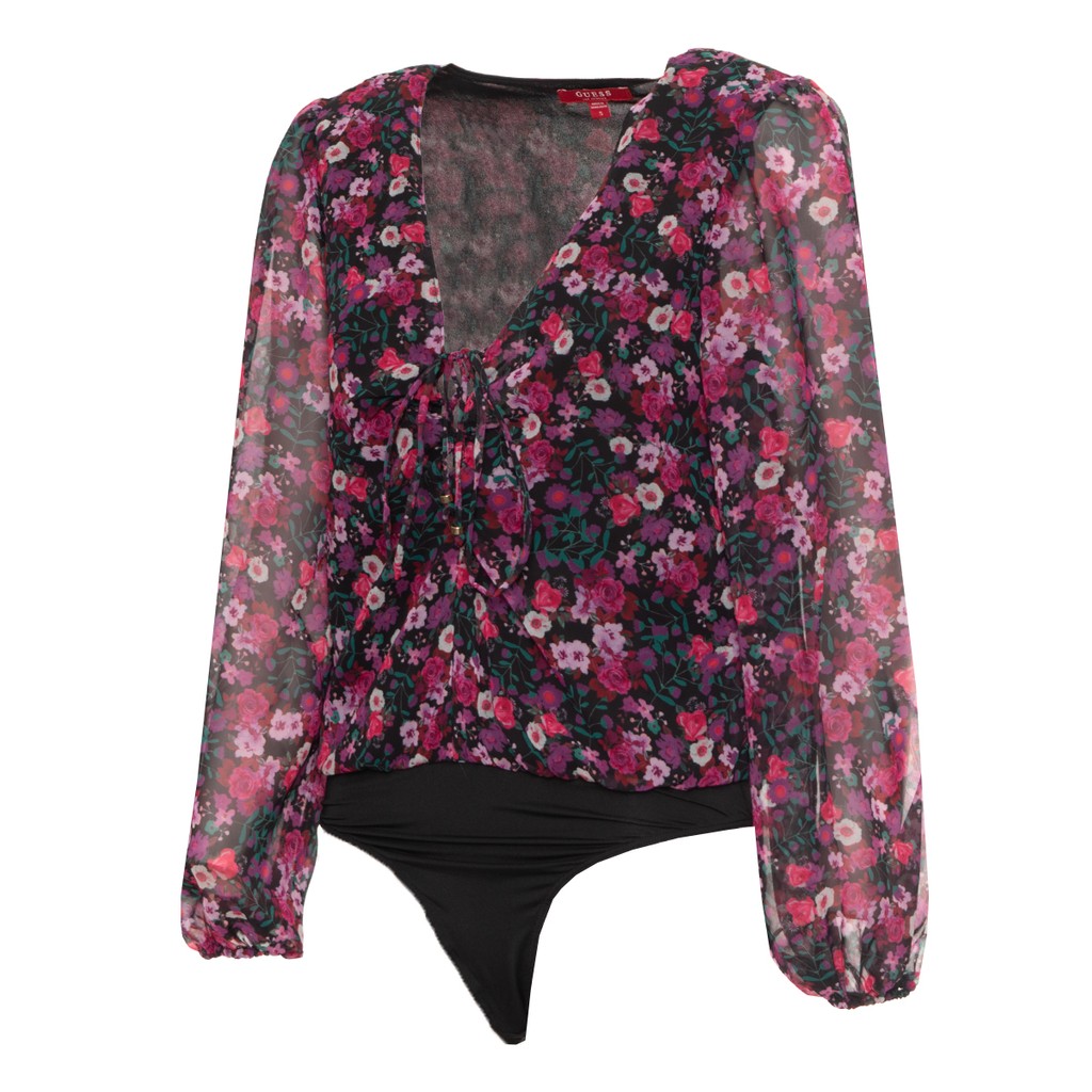 Guess Body met V-hals en bloemendessin – Roze