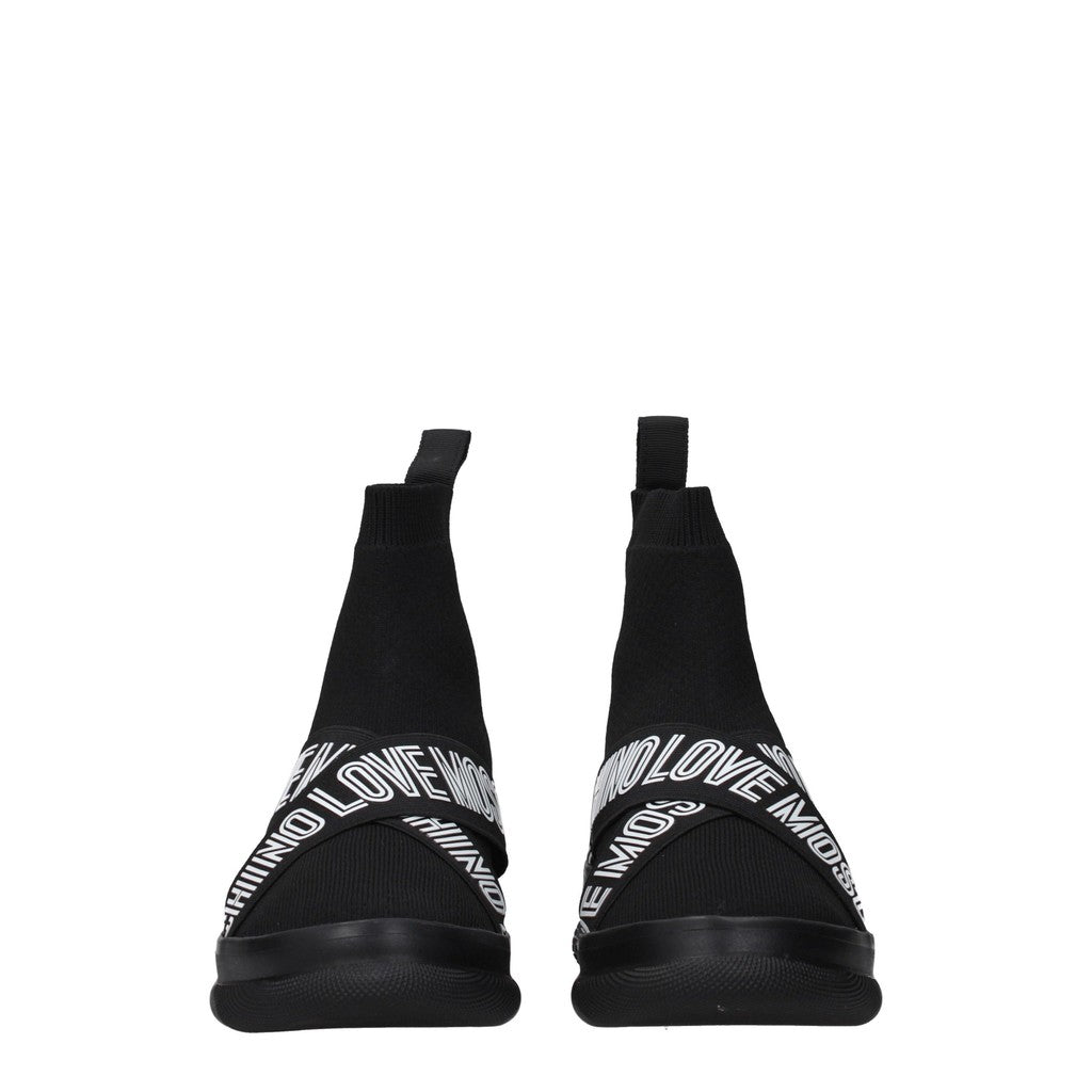 Love Moschino Stoffen sneakers met rubberen zool – Zwart