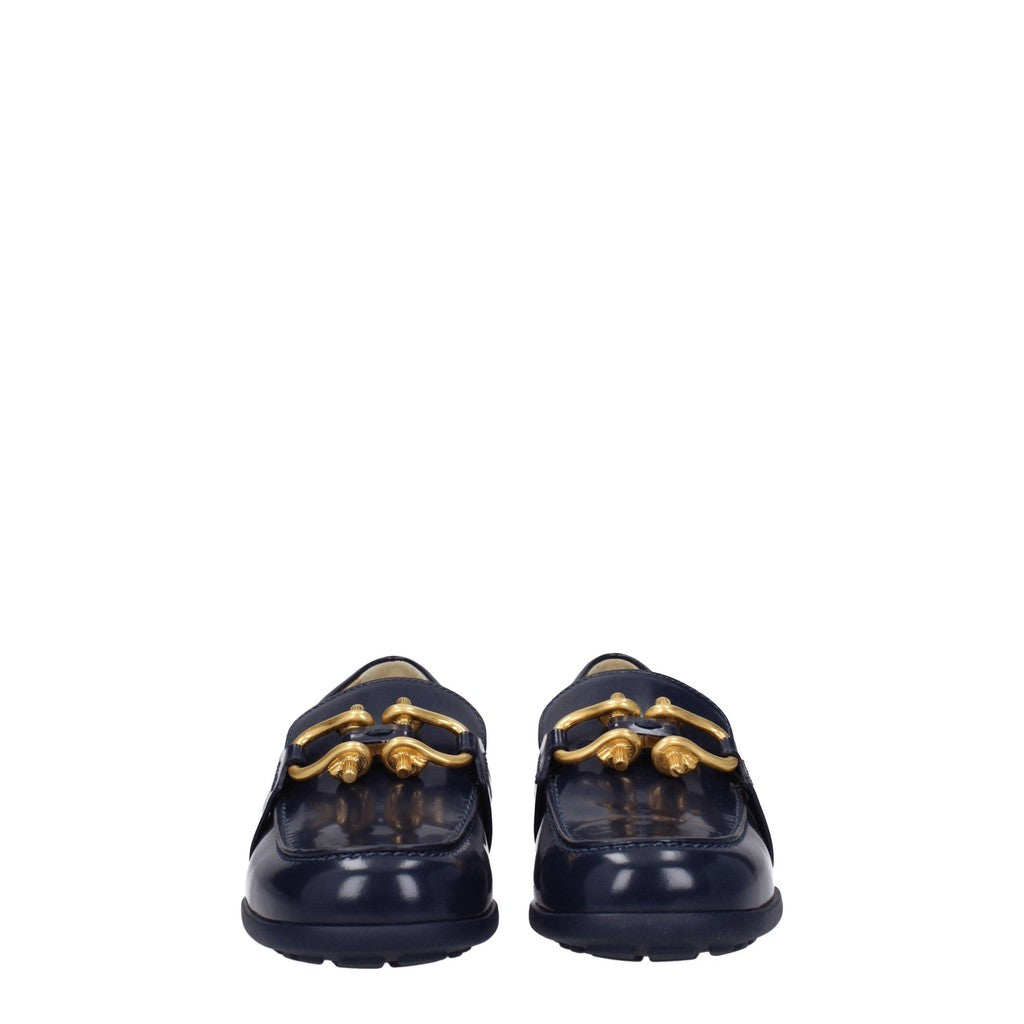 Bottega Veneta Leren loafers met goudkleurige details – Marineblauw