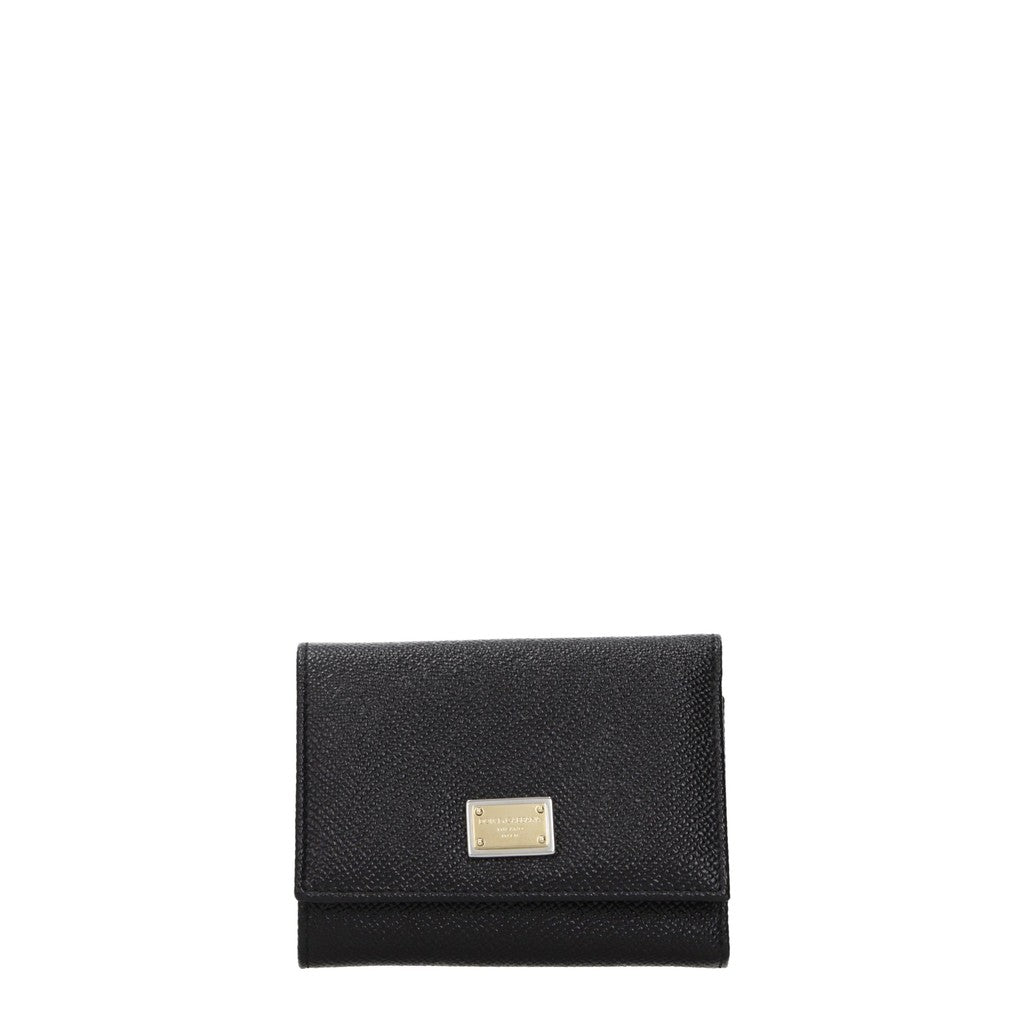 Dolce & Gabbana Compacte leren portemonnee met 2 vakken – Zwart