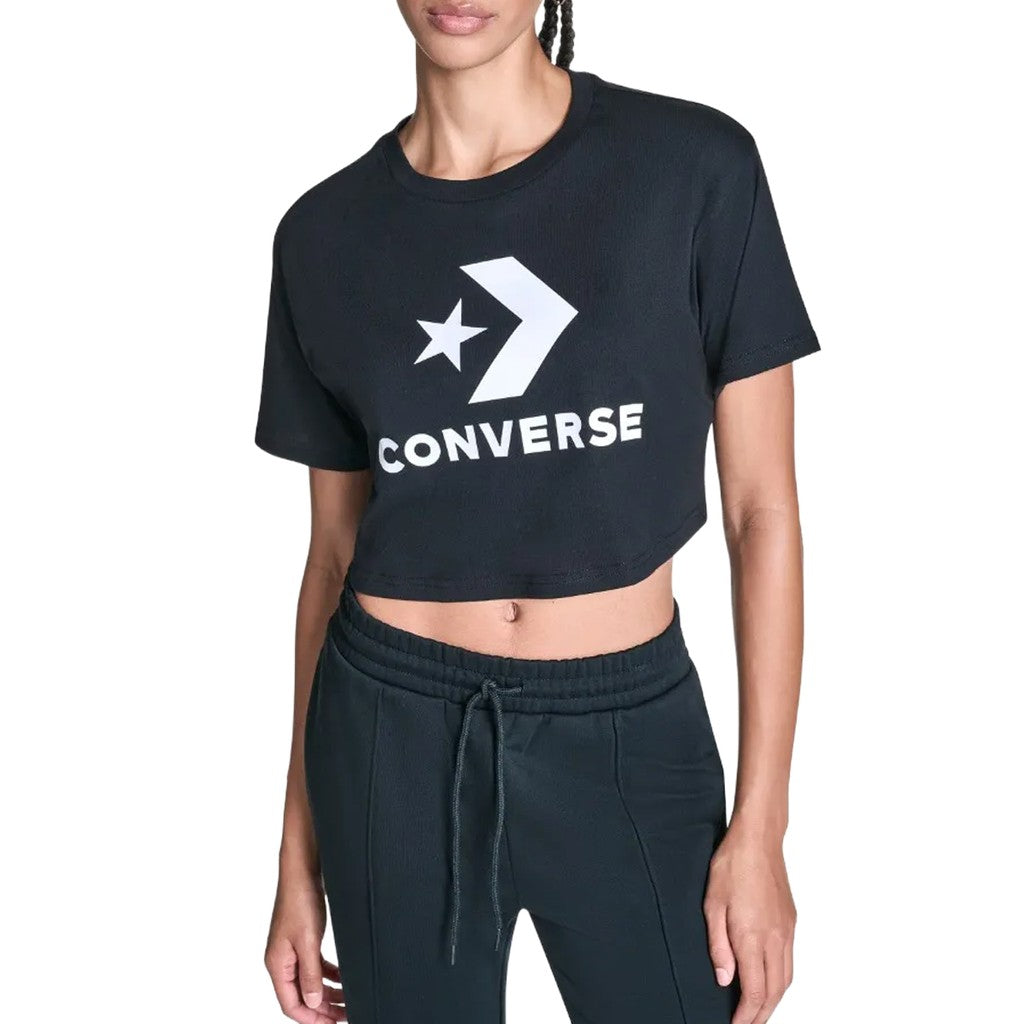 Converse Cropped T-shirt met logo – Zwart