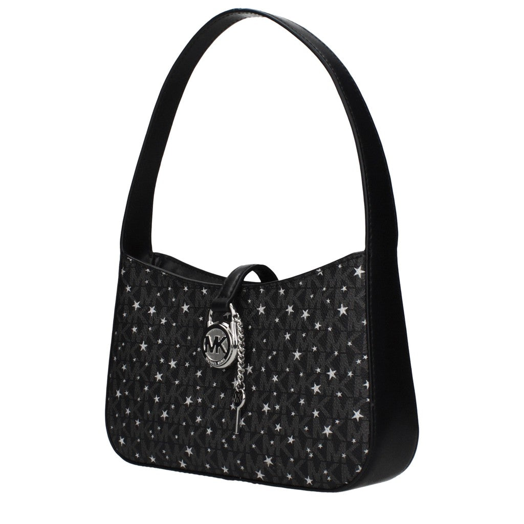 Michael Kors Lyra Schoudertas van stof en leer – Zwart