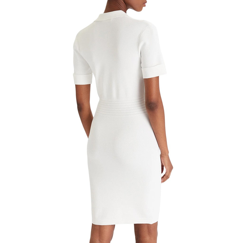 Guess Knielange jurk met V-hals – Wit