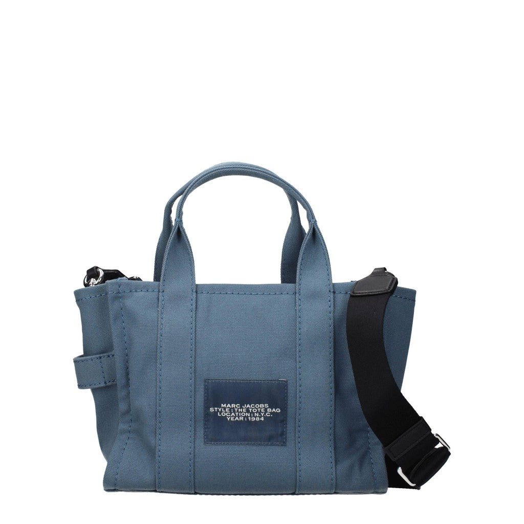 Marc Jacobs The Tote Shopper van leer en stof, compact – Blauw