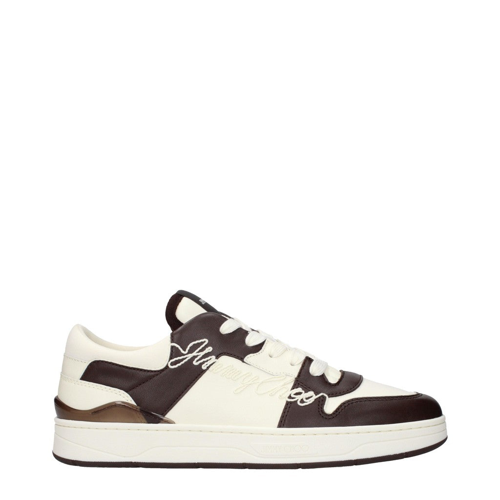 Jimmy Choo Florent Sneakers met vetersluiting en ronde neus – Beige / Bruin