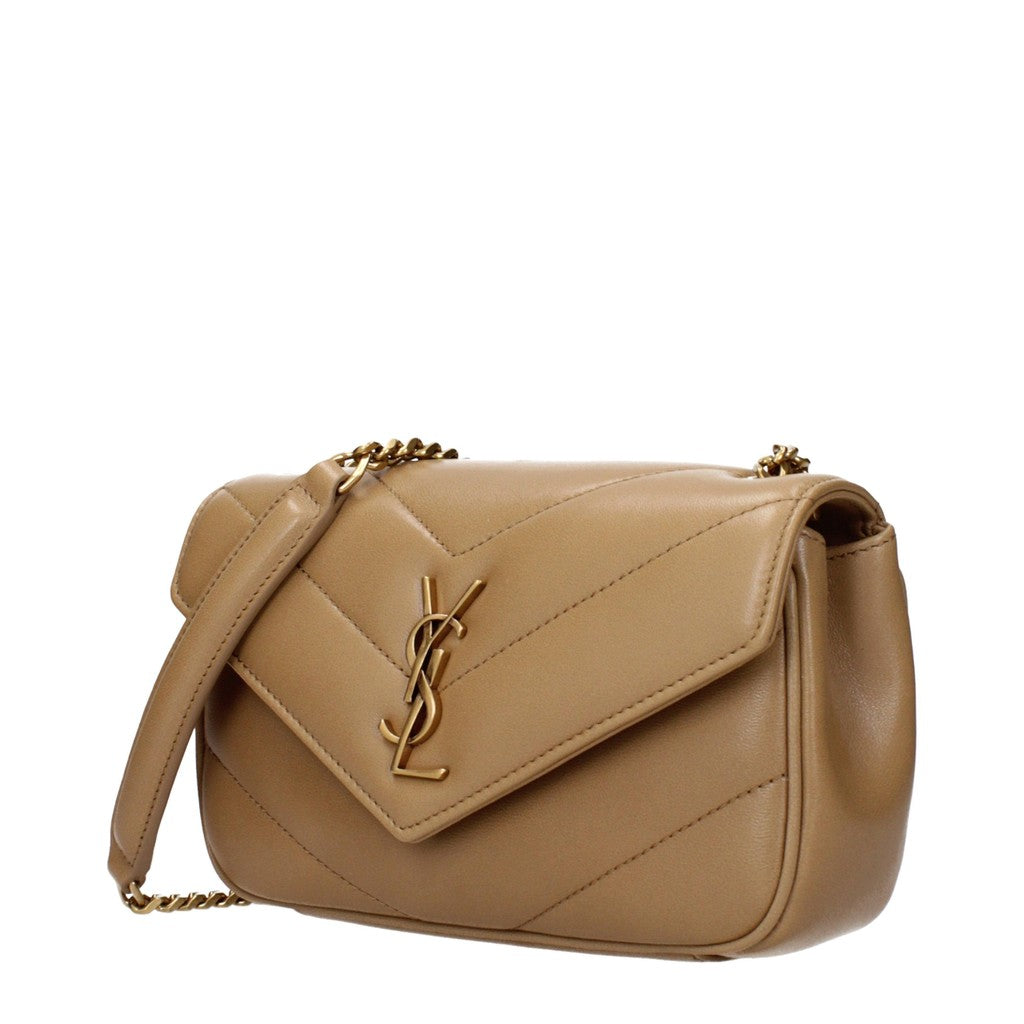 Saint Laurent Loulou Kleine schoudertas met kaartvak – Beige