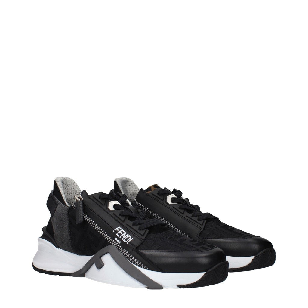 Fendi Sneakers met veters en rits van suède – Zwart