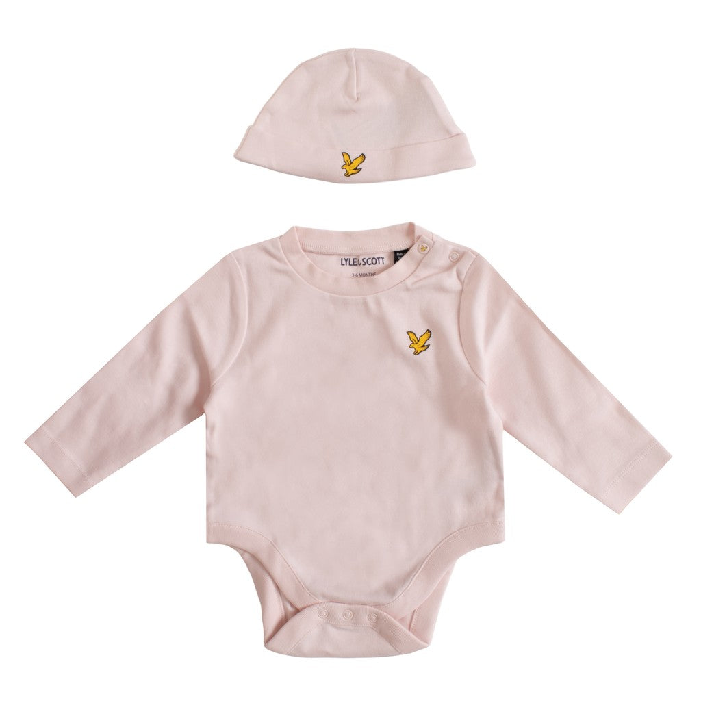 Lyle & Scott Kids Rompertje met muts – Lichtroze