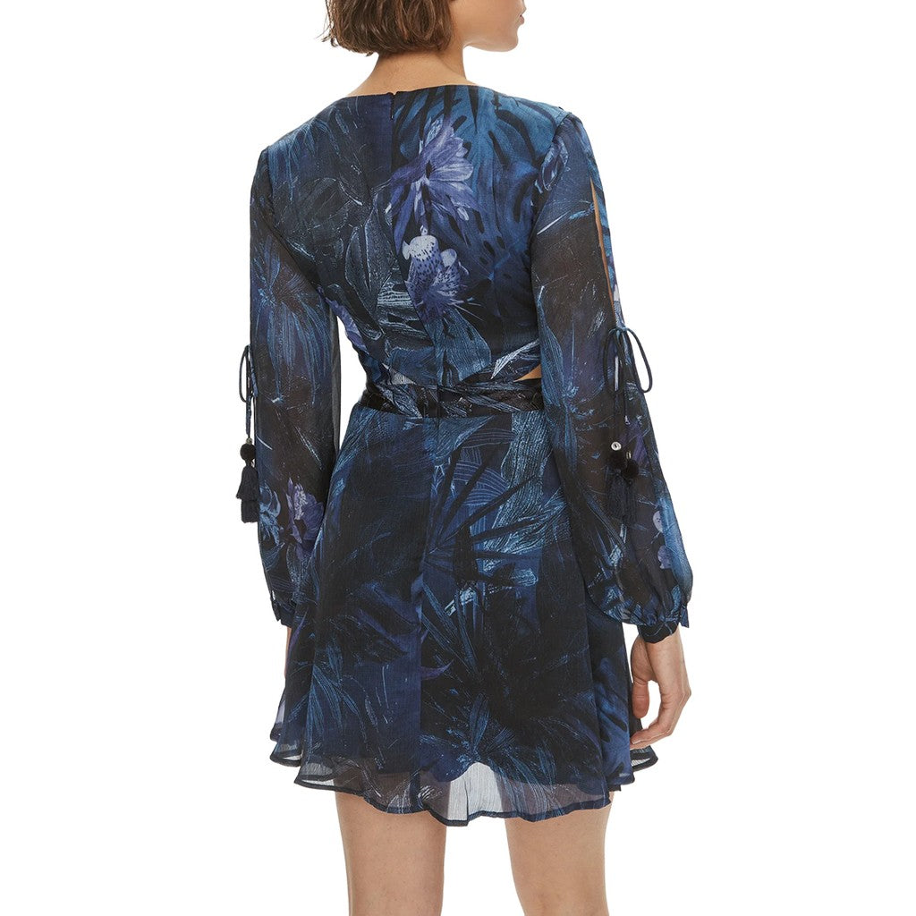 Guess Korte jurk met V-hals en tweekleurig dessin – Meerkleurig