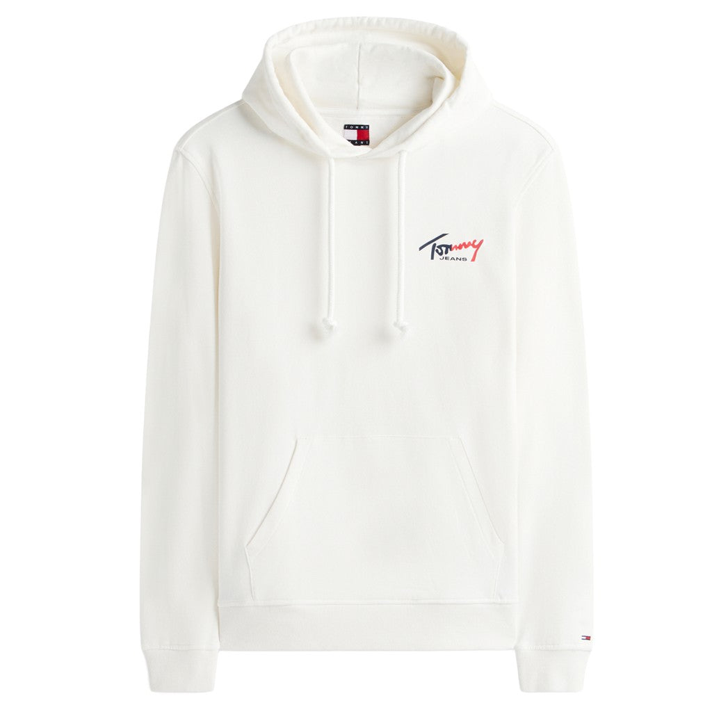 Tommy Jeans Regular Fit Hoodie van geborstelde stof met bedrukt logo – Ecru