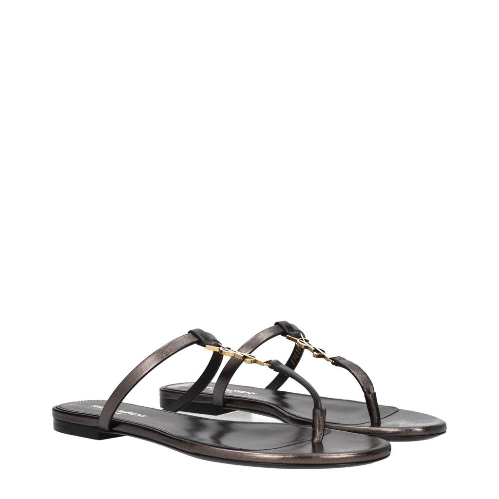 Saint Laurent Sandalen met open teen en leren zool – Bruin / Brons