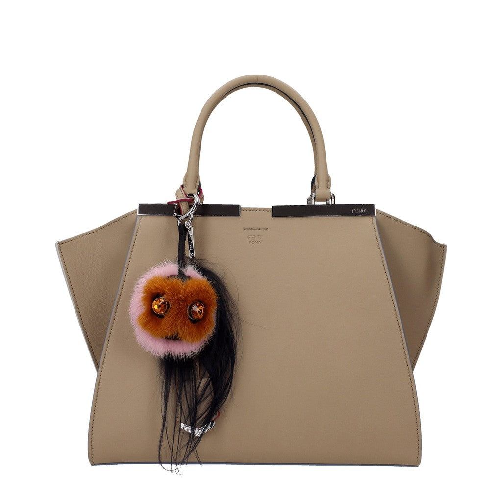 Fendi Sleutelhanger van leer en bont – Bruin