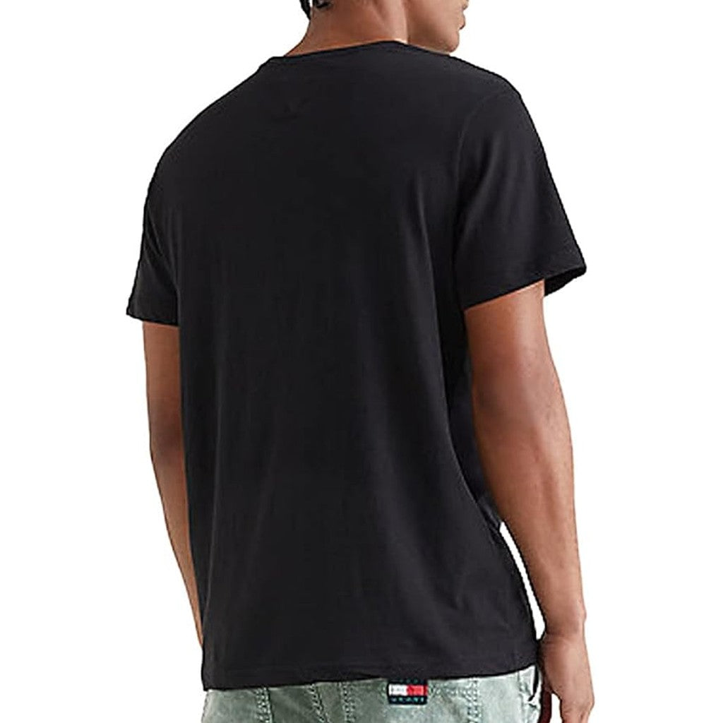 Tommy Jeans Slim Fit T-shirt met ronde hals en bedrukt logo – Zwart
