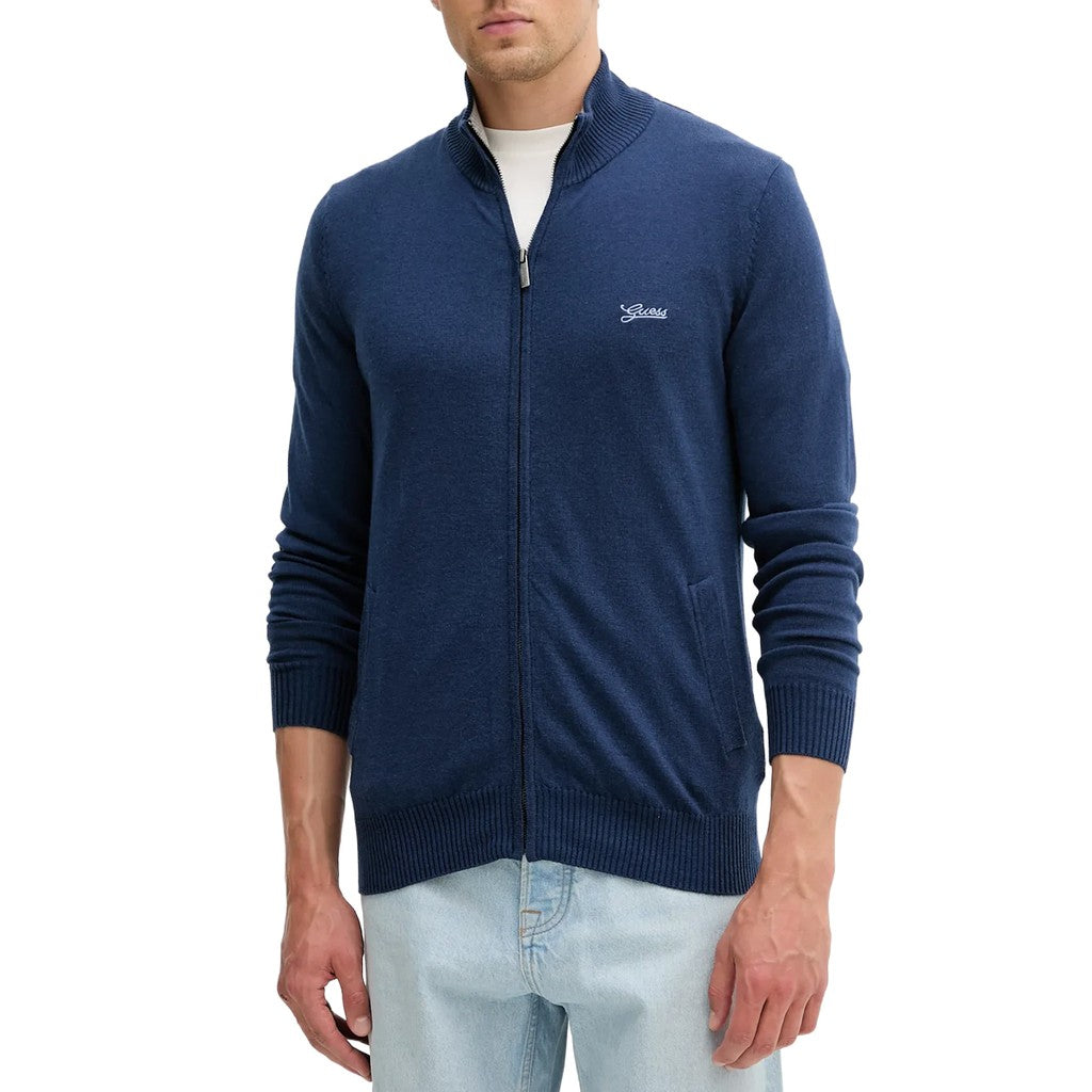 Guess Vest met opstaande kraag en ritssluiting – Blauw