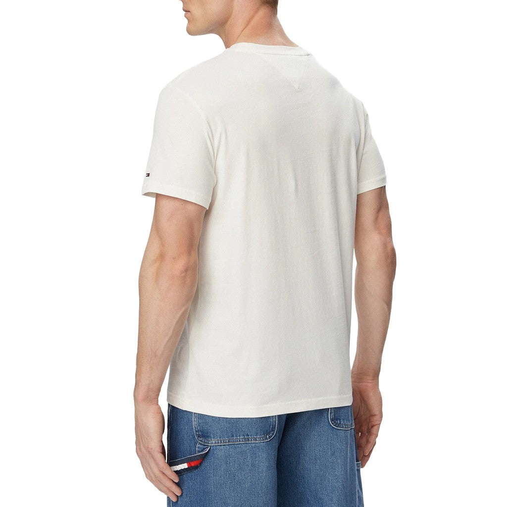 Tommy Jeans Slim Fit T-shirt met ronde hals en bedrukt logo – Gebroken wit