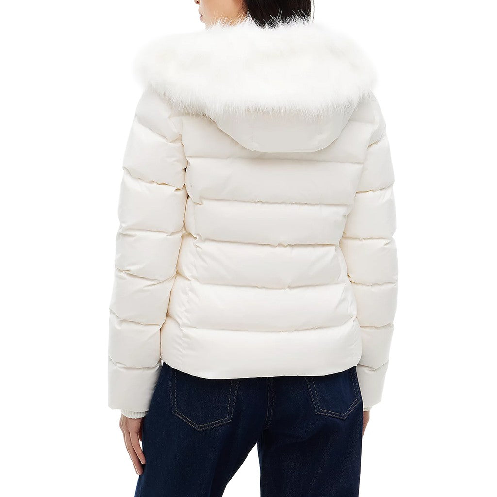 Tommy Jeans Pufferjas met capuchon en bontkraag – Gebroken wit