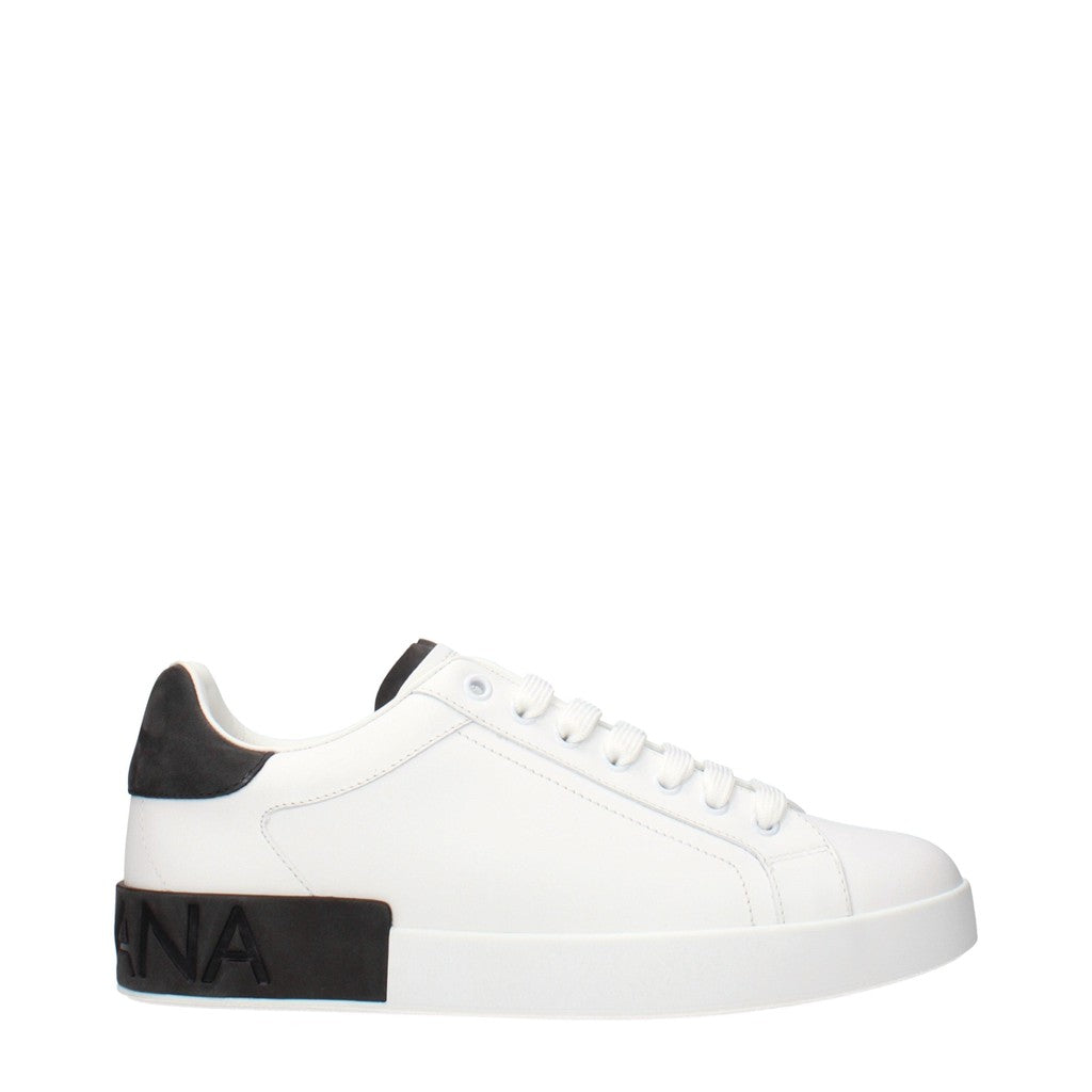 Dolce & Gabbana Sneakers van leer en suède met veters – Wit / Zwart