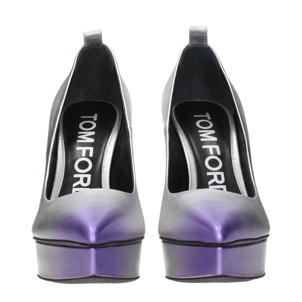 Tom Ford Plateaupumps met spitse neus – Zilver / Paars