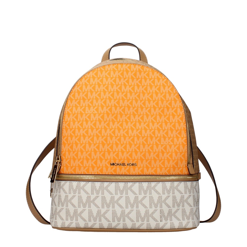 Michael Kors Rhea Rugzak met goudkleurige details – Beige / Oranje