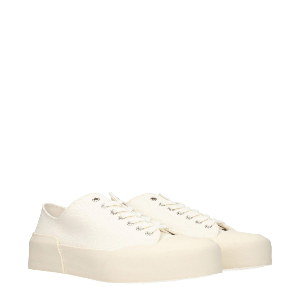 Jil Sander Sneakers van textiel met hak – Beige / Wit