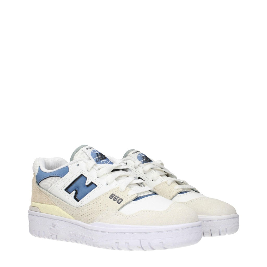 New Balance 550 Sneakers van leer, suède en stof – Wit / Lichtblauw