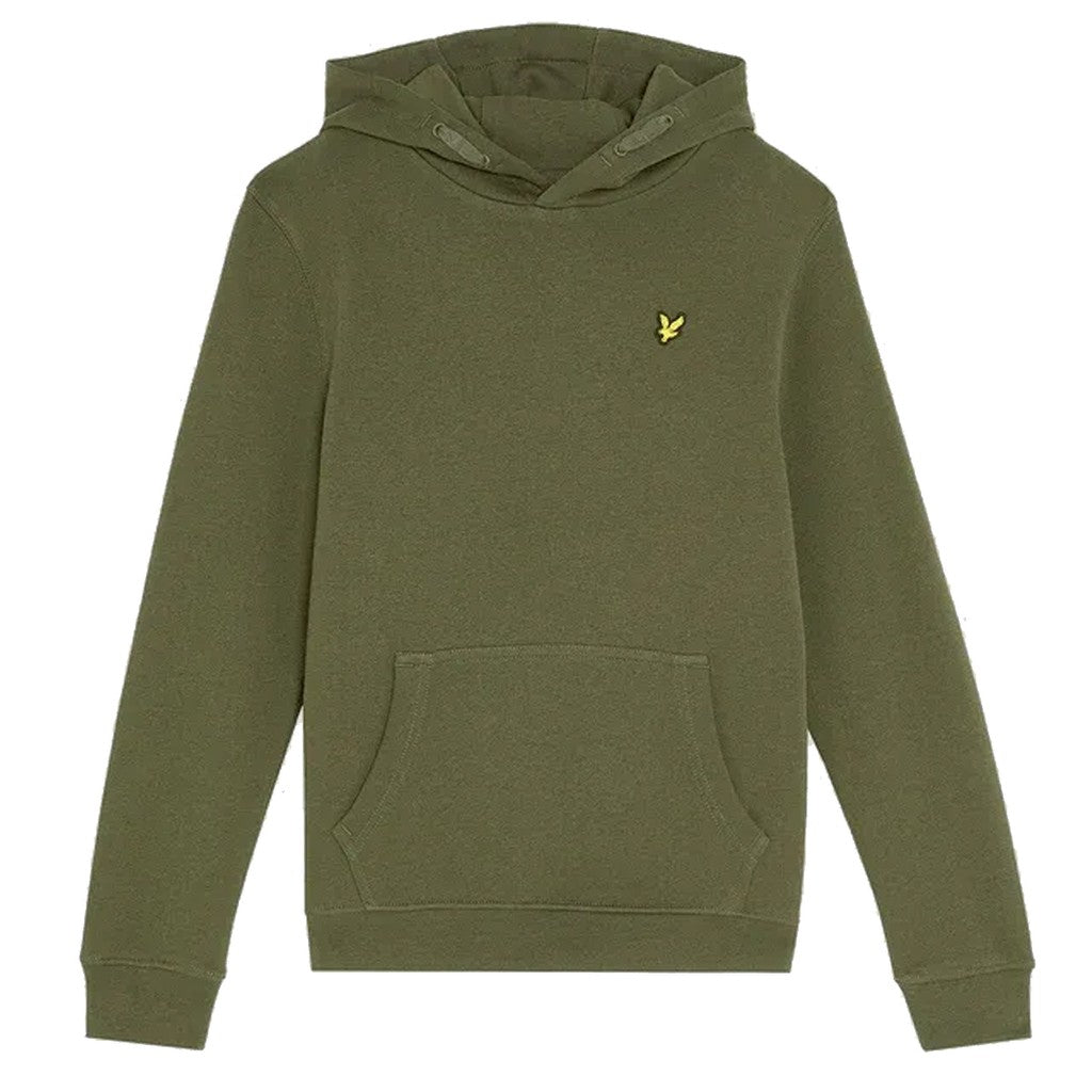Lyle & Scott Kids Hoodie met grote zak en logo – Olijfgroen