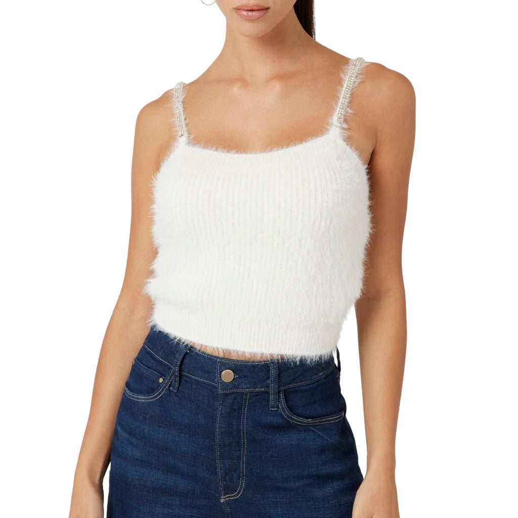 Guess Top met schouderbandjes en logo – Wit