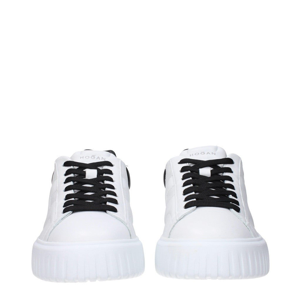 Hogan H-Stripes Leren sneakers met rubberen zool – Wit / Zwart