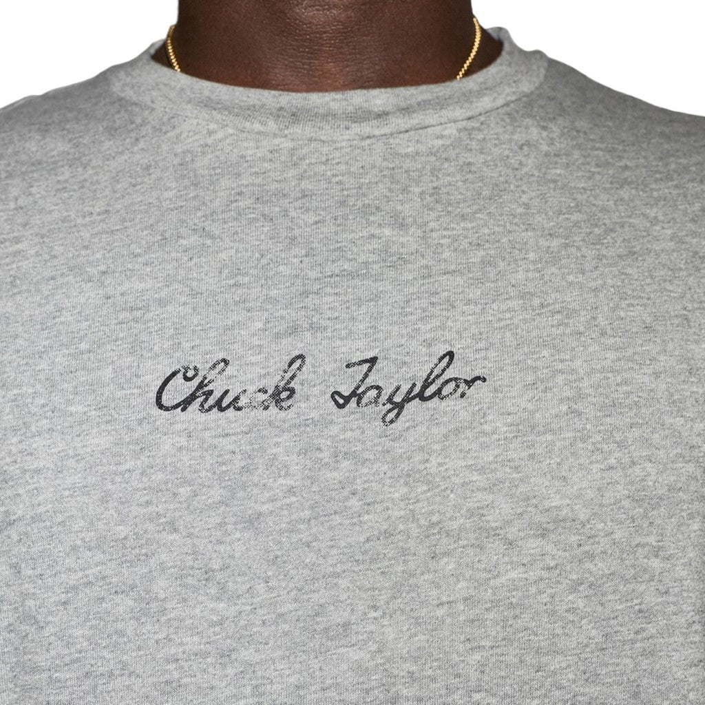 Converse T-shirt met print en bedrukt logo – Grijs