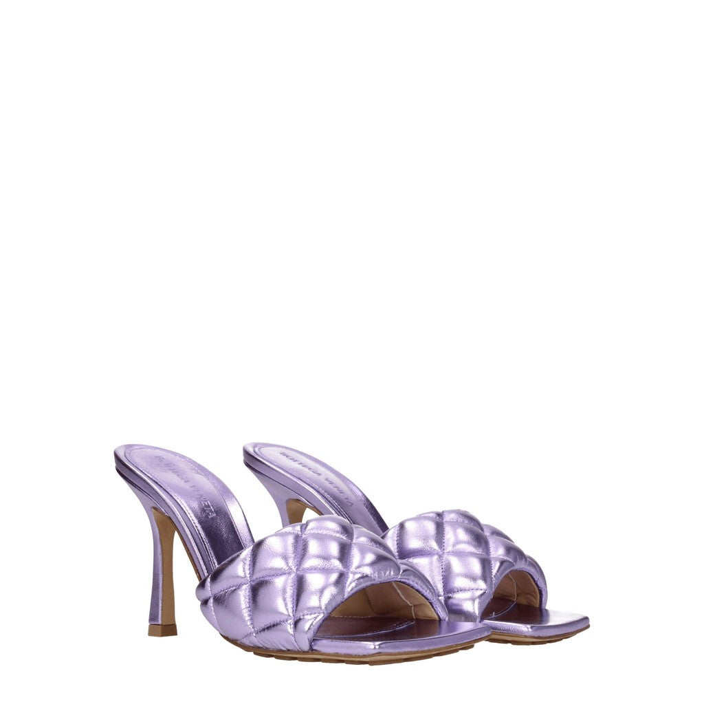 Bottega Veneta Hoge leren sandalen met open neus – Lila