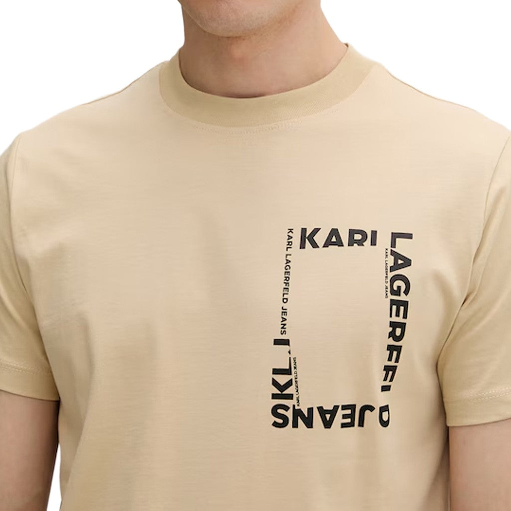 Karl Lagerfeld Slim fit T-shirt met framelogo – Beige