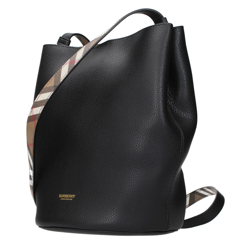 Burberry Crossbodytas van leer en stof – Zwart