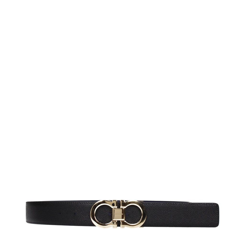 Salvatore Ferragamo Gancini Riem met goudkleurige details – Blauw / Zwart