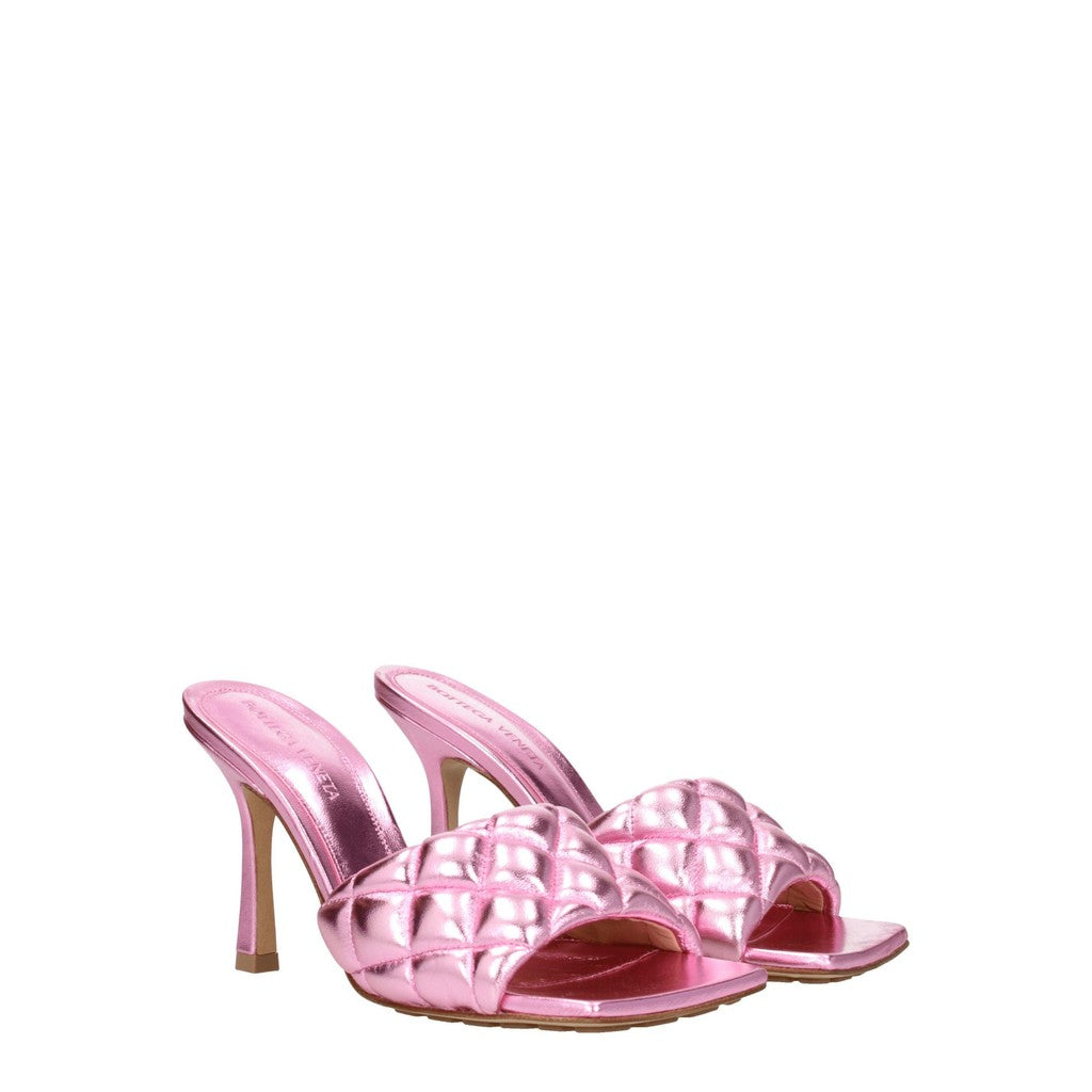 Bottega Veneta Hoge leren sandalen met open neus – Roze