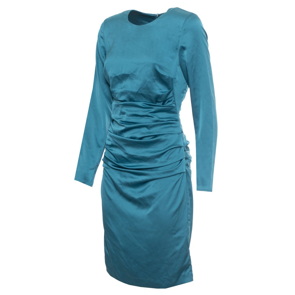 Guess Korte jurk met ronde hals en lange mouwen – Petrol