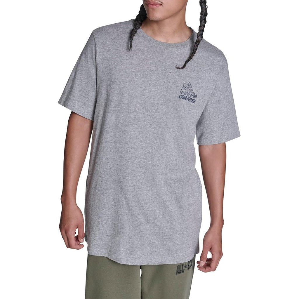 Converse T-shirt met print en bedrukt logo – Grijs