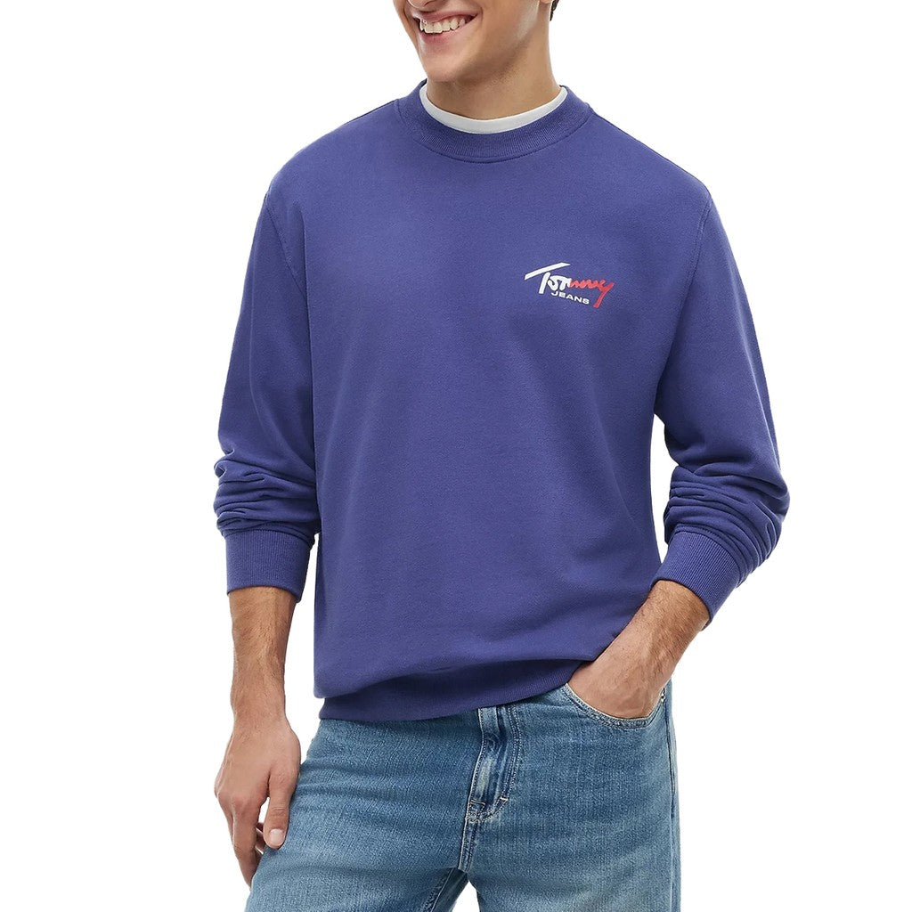 Tommy Jeans Regular Fit Sweater met bedrukt logo – Blauw