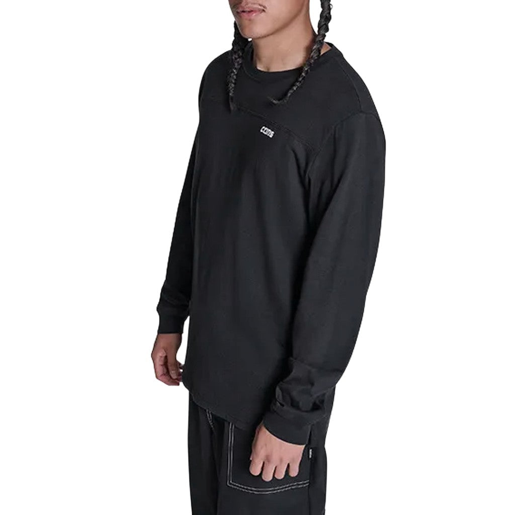 Converse T-shirt met lange mouwen en geborduurd logo – Zwart