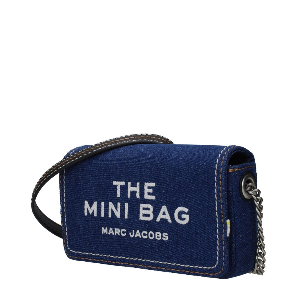 Marc Jacobs The Mini Bag Crossbodytas van stof en leer – Marineblauw