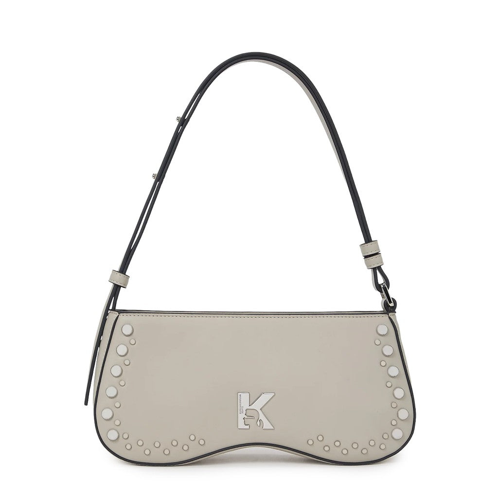 Karl Lagerfeld Schoudertas met studs en ritssluiting – Lichtgrijs