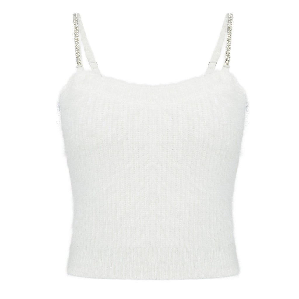 Guess Top met schouderbandjes en logo – Wit