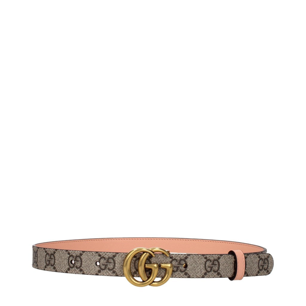 Gucci Smalle riem van stof en leer – Beige / Roze