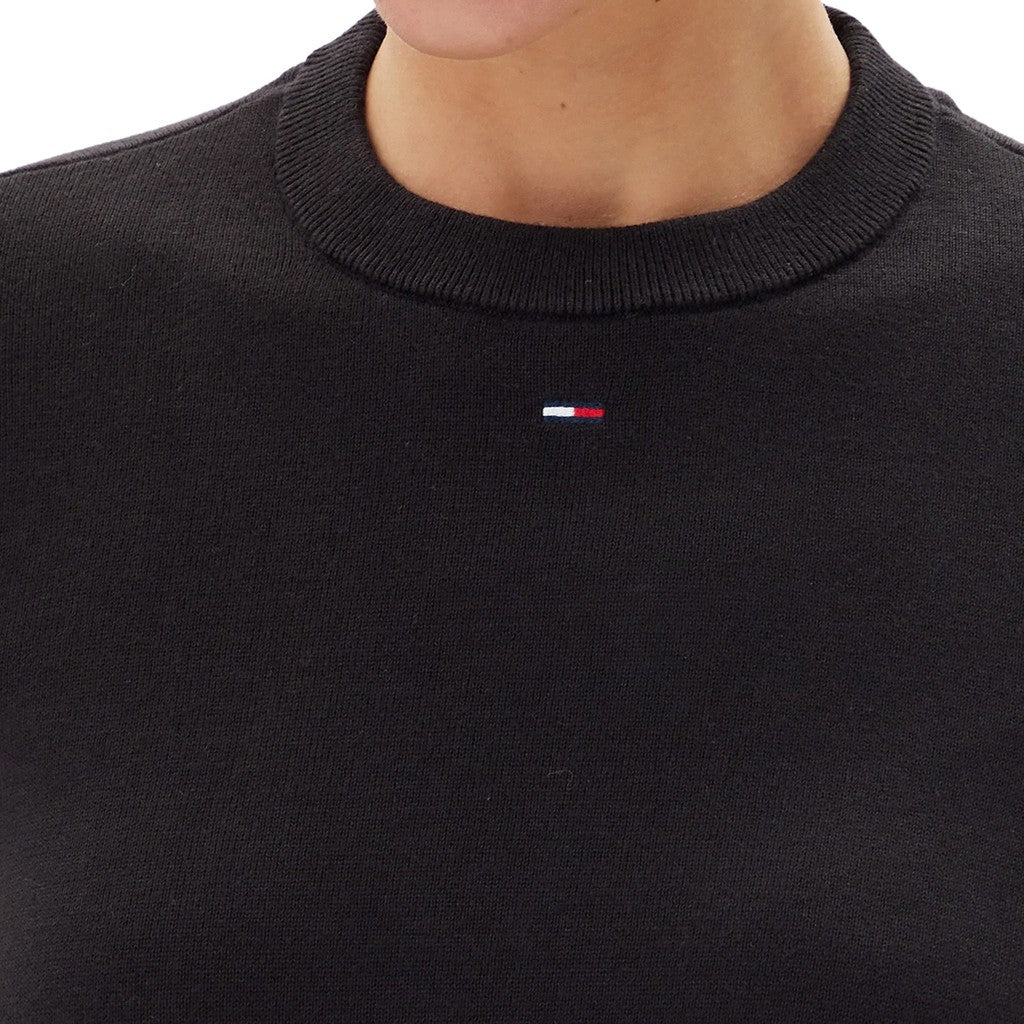Tommy Jeans Essential Trui met ronde hals en geborduurd logo – Zwart