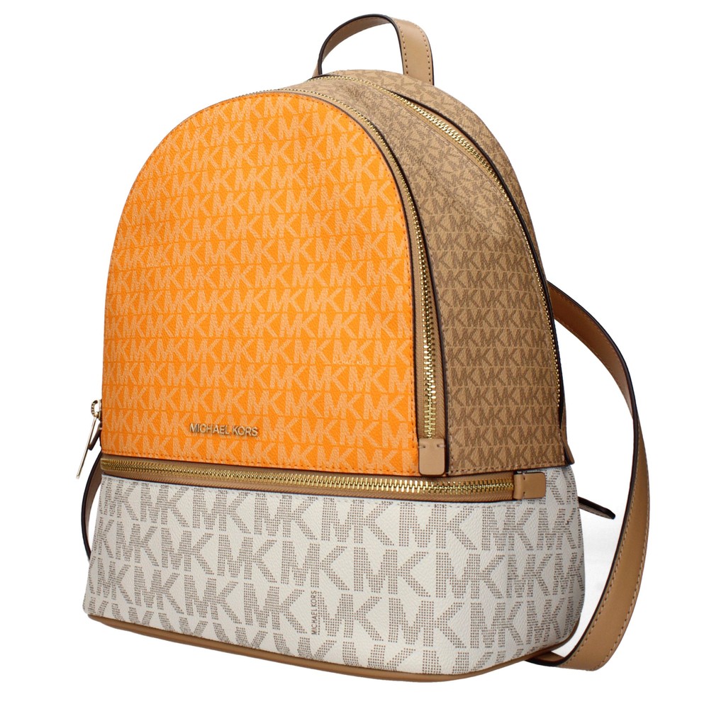 Michael Kors Rhea Rugzak met goudkleurige details – Beige / Oranje
