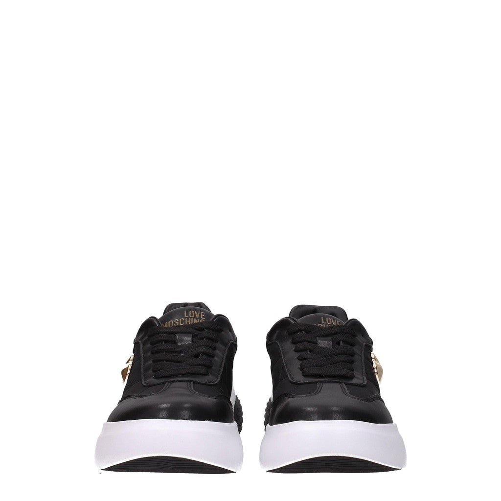 Love Moschino Sneakers van leer en stof – Zwart