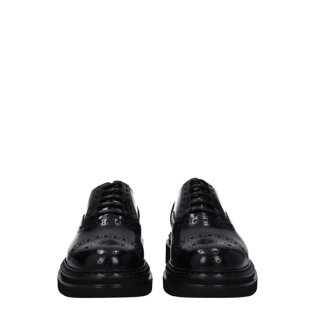 Dolce & Gabbana Leren veterschoenen met hak – Zwart