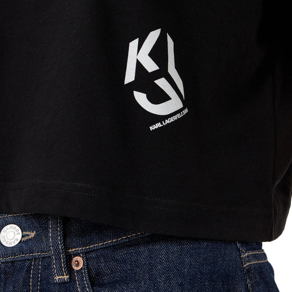 Karl Lagerfeld Cropped T-shirt met monogram – Zwart