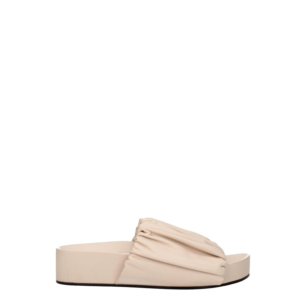 Jil Sander Leren sandalen met open teen en hak – Roze / Beige